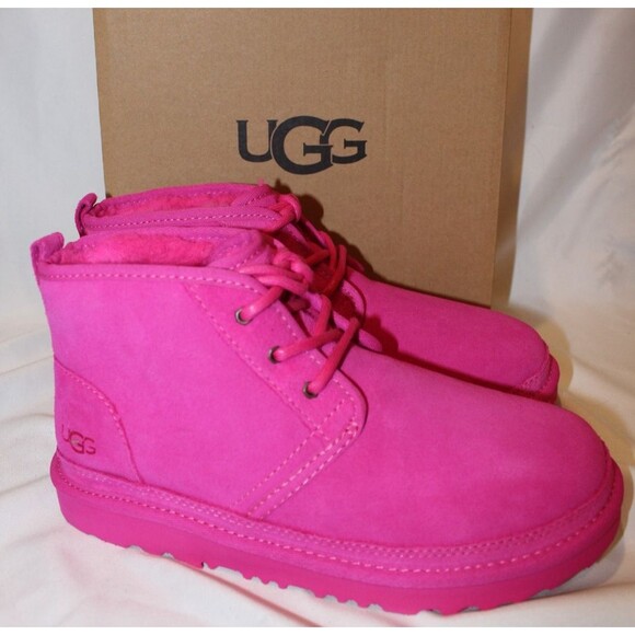 UGG YOUTH 6 WOMEN'S 7.5-8 NEUMEL CHUKKA SUEDE SHEARLING BOOTS PINK NIB - Picture 2 of 8